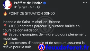 Incendie à Mézières-en-Brenne - Indre - 8 juillet 2026 - Feux de forêts et d'espaces naturels