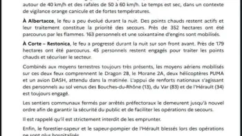 Incendie à Corte - Haute-Corse - 21 juillet 2026 - Feux de forêts et d'espaces naturels